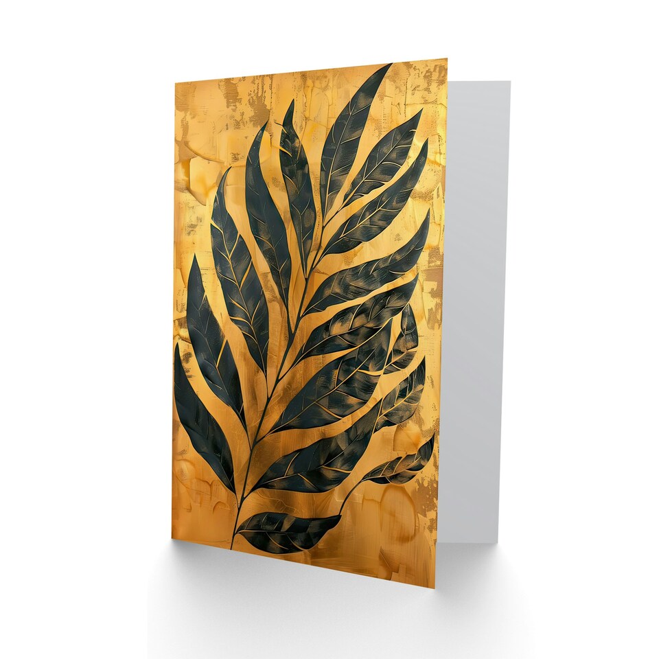 image 1 of On Gold Plant Lover Leaf Imprint Him Her Birthday Card