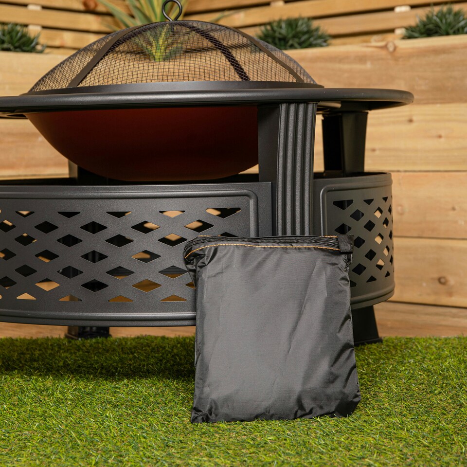 image 1 of Samuel Alexander Heavy Duty Waterproof Anti UV Windproof Outdoor Protective Garden Fire Pit Cover Black