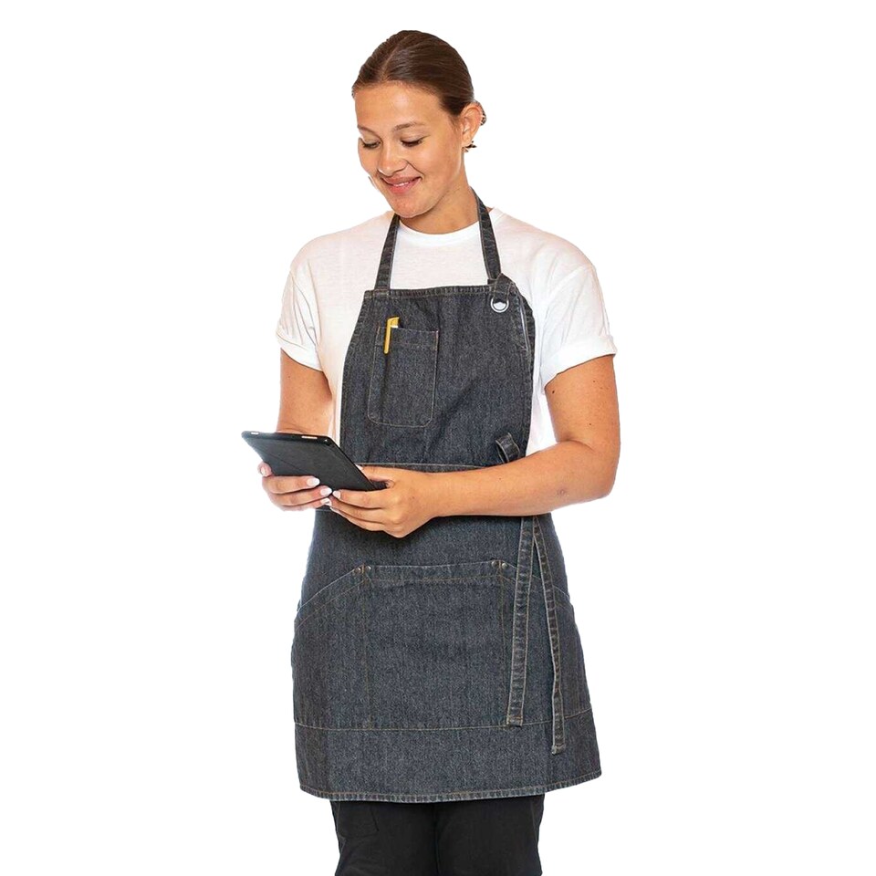image 1 of Dennys Unisex Adult Le Chef Apron | Grey | Grey/Black Denim | One Size | 1