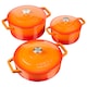image 1 of Cooks Professional Cast Iron Casserole Set of 3 | 20cm, 26cm and 28cm | Enamelled Inside and Out | Graduated Orange