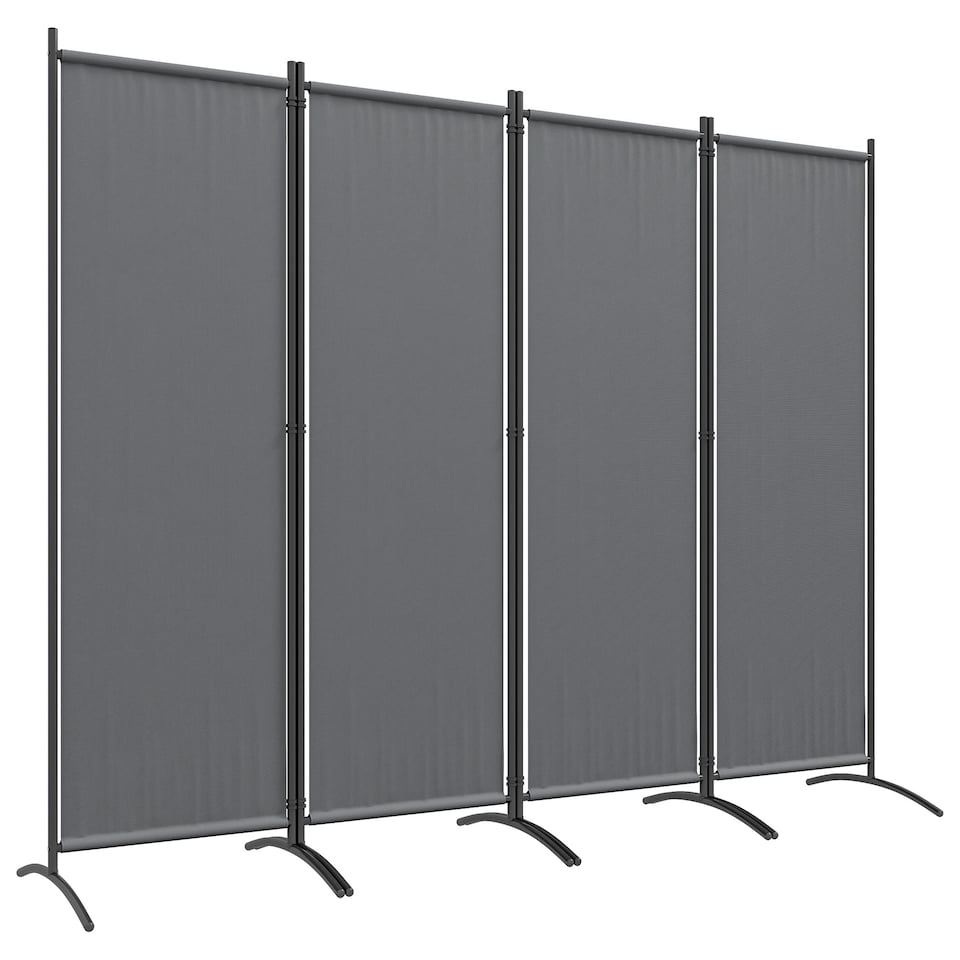 image 1 of Outsunny 4 Panel Folding Room Divider,Portable Privacy Panel for Garden | Grey | Dark Grey | 221L x 50W x 172Hcm | 1