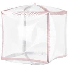 Rose Gold Trim Clear Cubez Foil Helium Balloon 38cm / 15 in