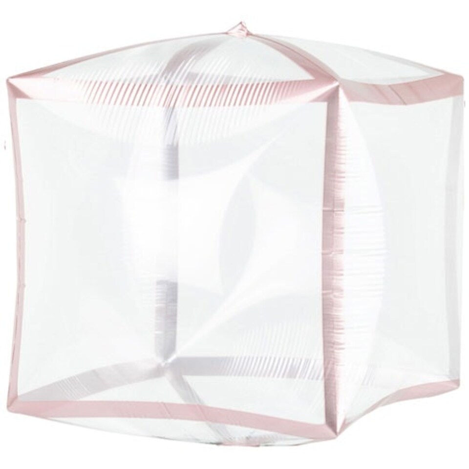 Rose Gold Trim Clear Cubez Foil Helium Balloon 38cm / 15 in