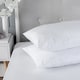 image 1 of Satin Stripe Pillow Pair Soft Microfibre Cover Hollowfibre Filling Non Allergenic | White