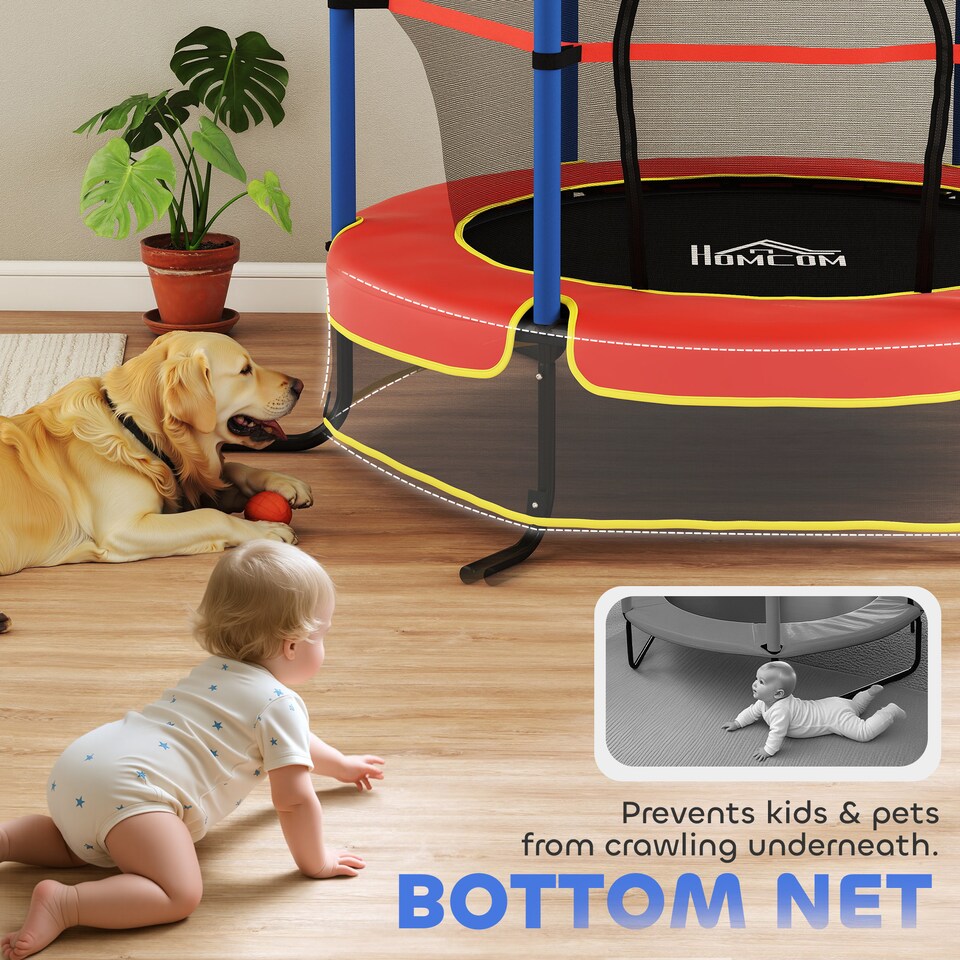 image 1 of HOMCOM Trampoline for Kids w Enclosure Net Built-in Zipper 3-10 Year
