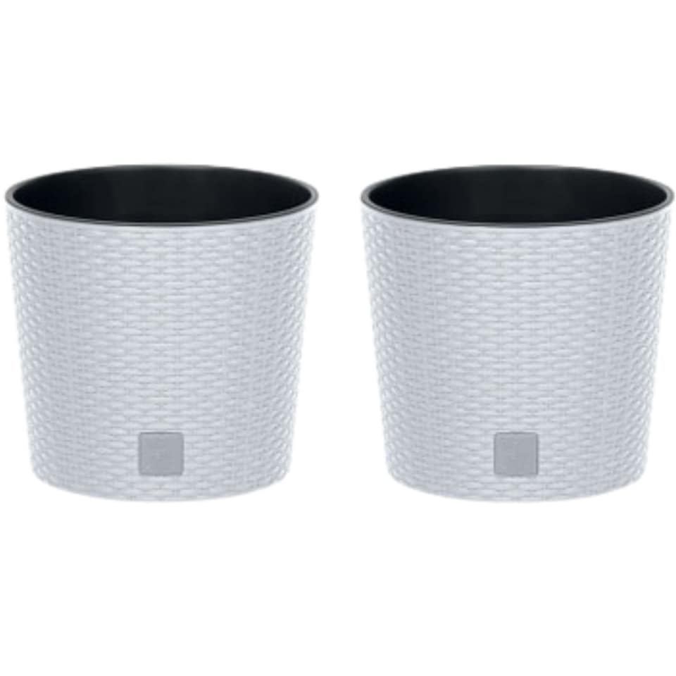 image 1 of 25 cm Rato Rattan Design Plant Pots Round -1-2 Pack | White | White & Set of 2 | 2