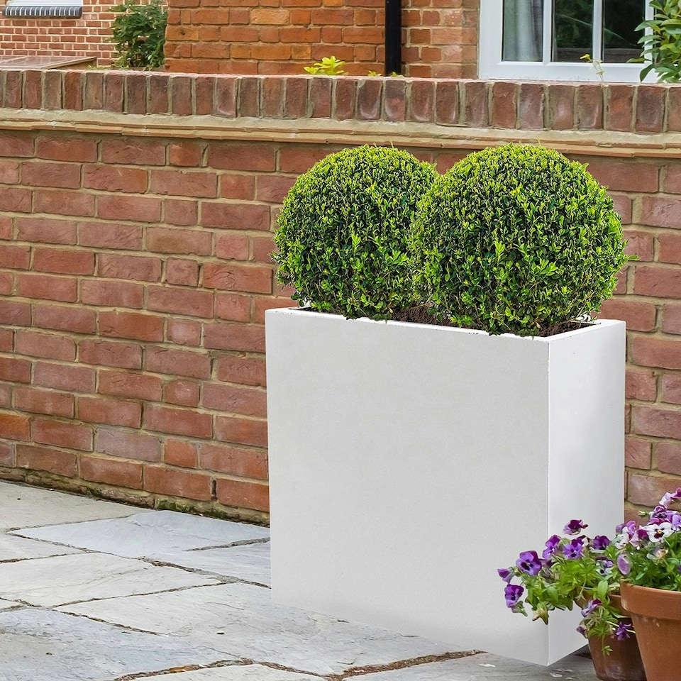 image 1 of Narrow Light Concrete White Trough Planter H50.5 L60 W30 cm, 91 ltrs Cap.