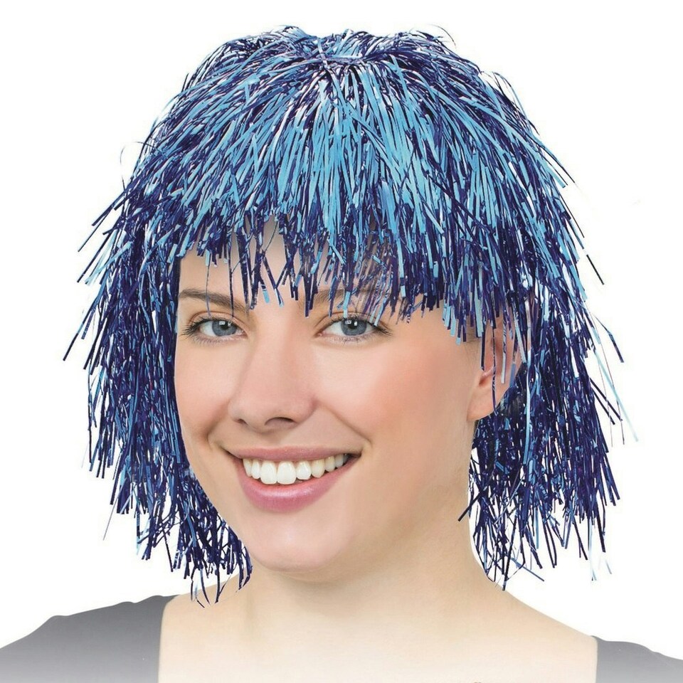 image 1 of Bristol Novelty Unisex Tinsel Wig - Blue - One Size One Size
