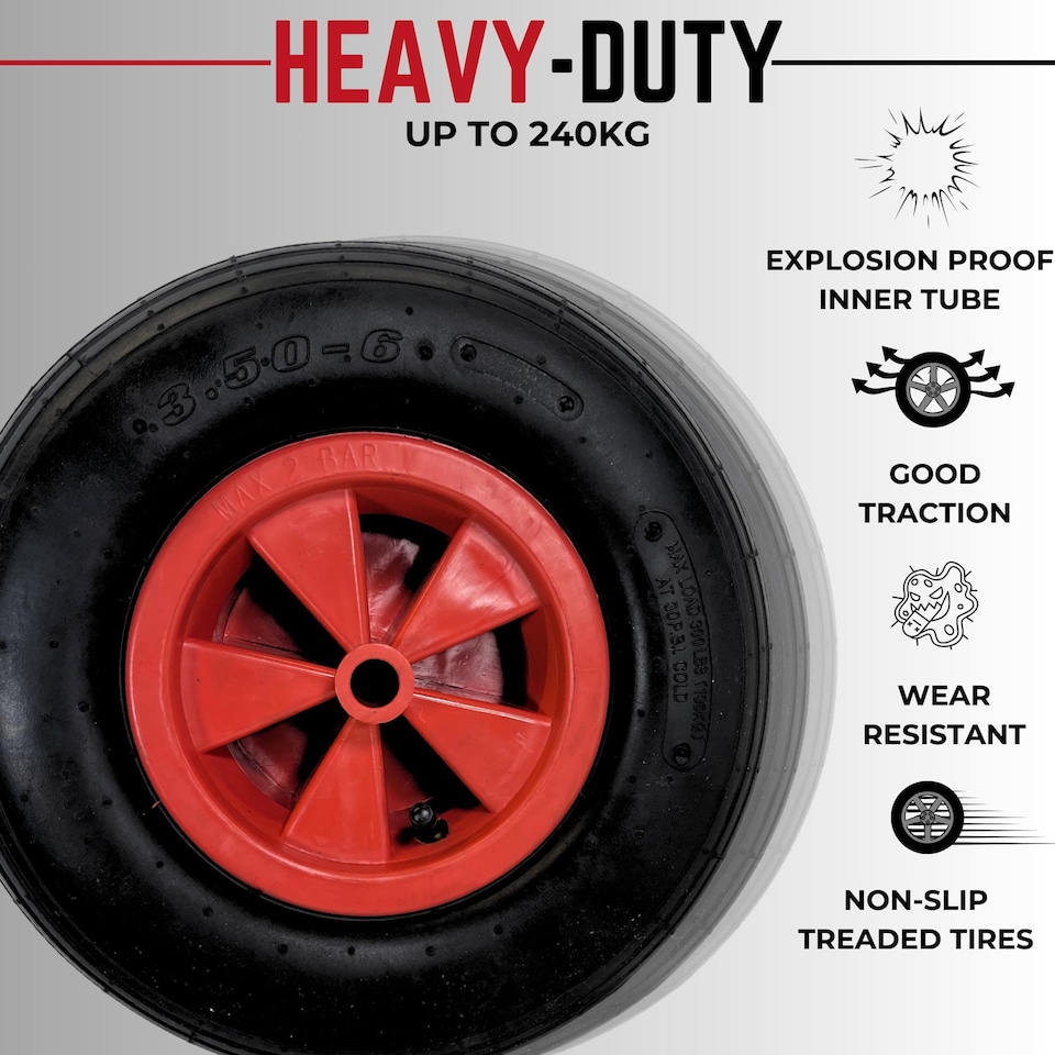 image 1 of Replacement 13" x 3" Pneumatic Garden Wheelbarrow Wheel With Axle