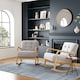 image 3 of Living and Home Contemporary Linen Buttoned Rocking Chair