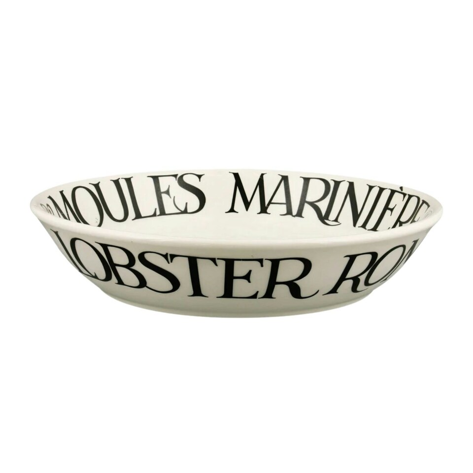 image 1 of Pasta Bowl: 1 x 24cm Emma Bridgewater Black Toast Crab Linguine Medium Pasta Bowl, Ceramic White