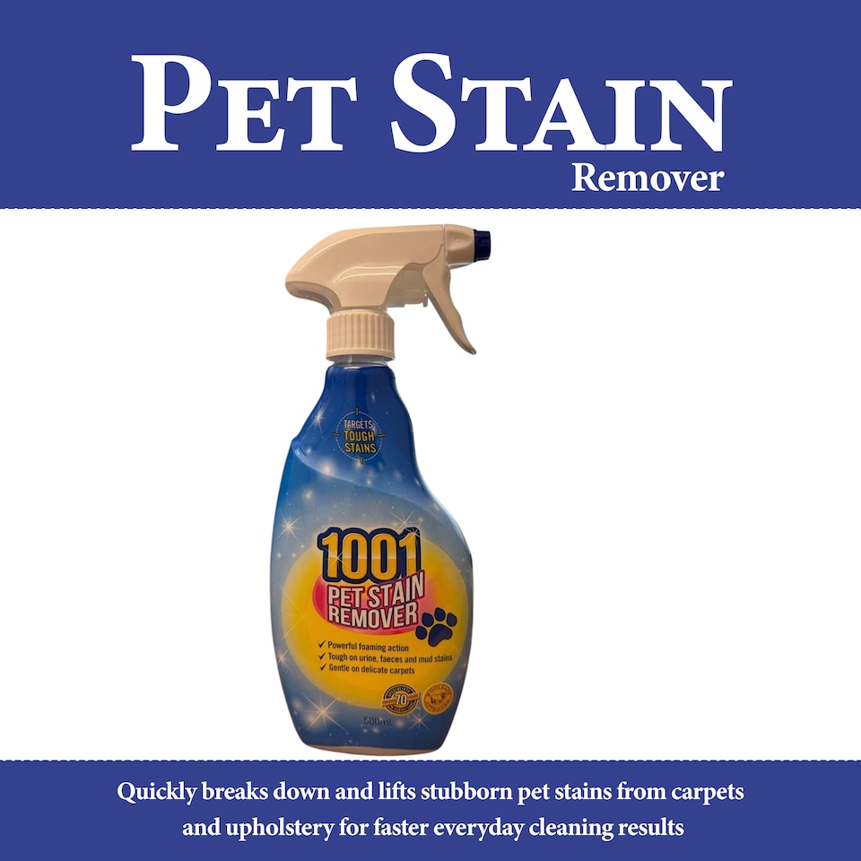 image 1 of 1001 Carpet and Pet Stain Remover Spray Set 500ml Gentle Deep-Cleaning for Rugs Upholstery and WoolSafe Floors