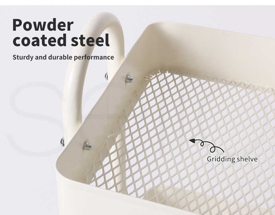 image 1 of Levede 3 Tiers Kitchen Trolley Cart | White | White