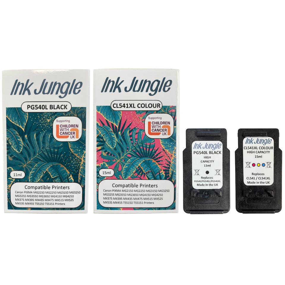 image 1 of Ink Jungle PG540L Black & CL541XL Colour Refilled Ink Cartridge - Replaces Canon PG540L Black & CL541XL Colour