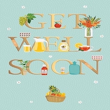 Words 'n' Wishes Traditional Get Well Soon Card, Green & Gold Foil Finish, UK Made