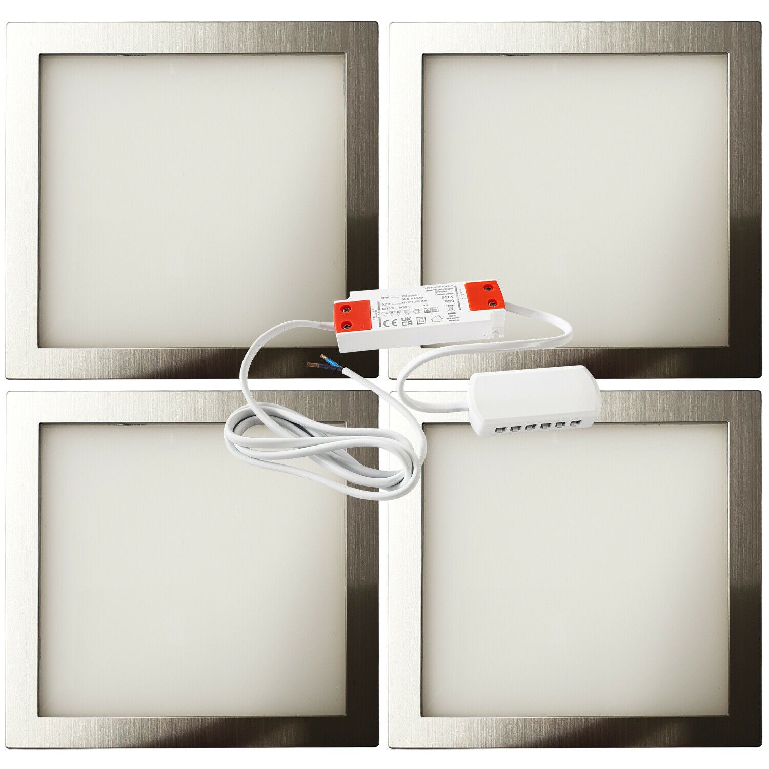 Brushed Nickel Ultra-Slim Square Under Cabinet Kitchen Light Kit with Natural White LED