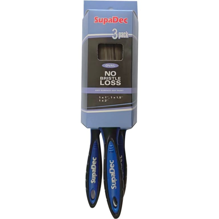 SupaDec Oval No Bristle Loss Paint Brush Set (Pack of 3) Blue Blue/Black 1