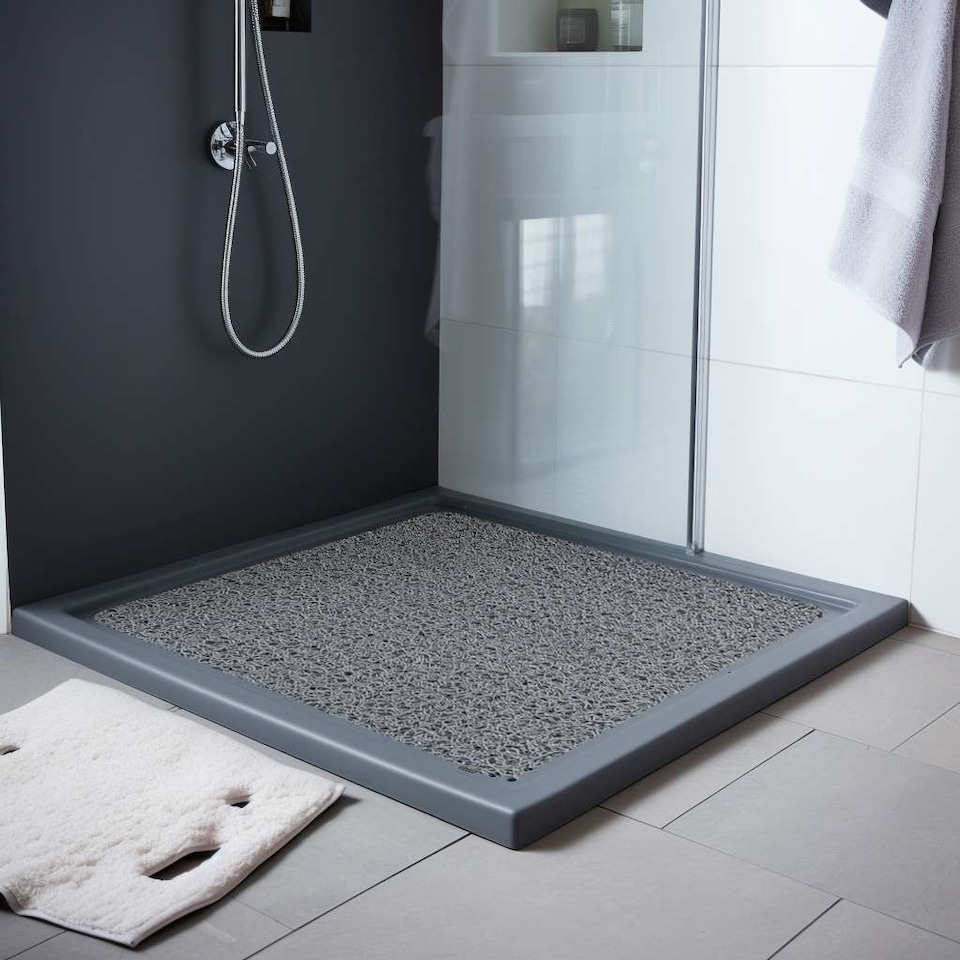 image 1 of Spaghetti Anti Slip Loofah Shower Mat - Square Shower Mat 60cm x 60cm