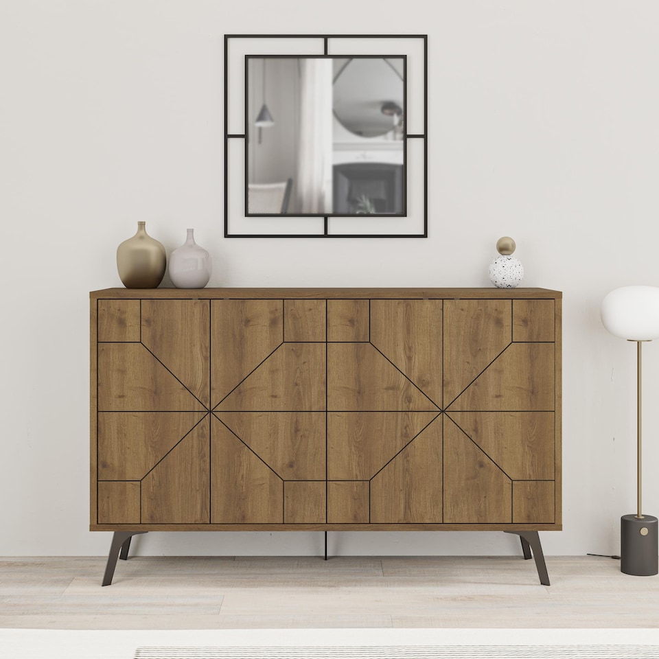image 1 of Decortie Dune Sideboard Cabinet 123cm Dark Oak Effect