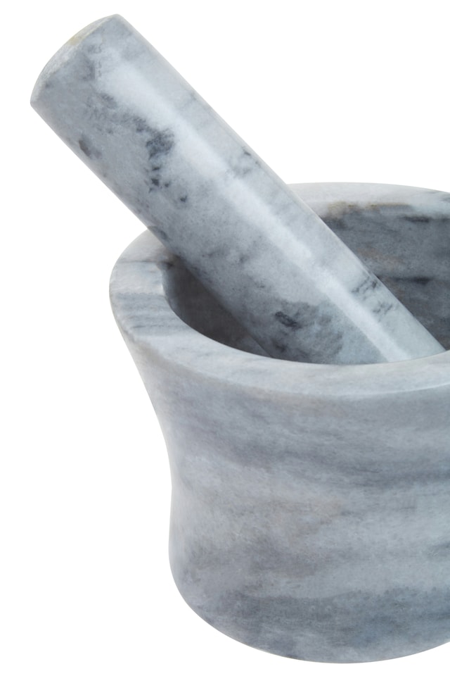 image 1 of Interiors By Premier Salerno Grey Marble Curved Mortar and Pestle, Durable 250ml Marble Grinder for Kitchen, Non-Porous