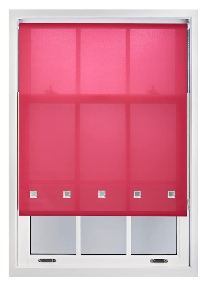 image 1 of FURNISHED Roller Blinds Daylight Square Eyelet Light Filtering Easy Fit Trimmable Window Shade | Pink | Fuchsia