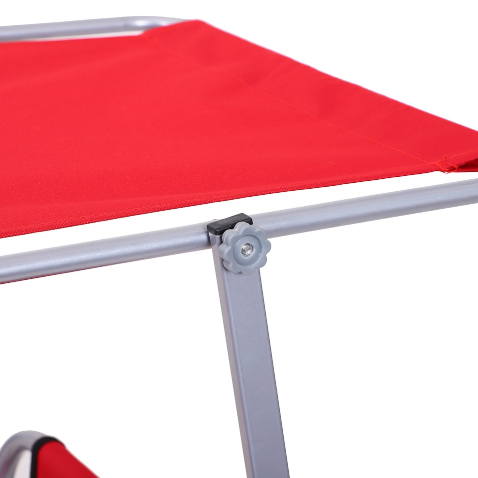 image 1 of Outsunny Folding Chair Sun Lounger w/ Sunshade Garden Recliner Hammock Red