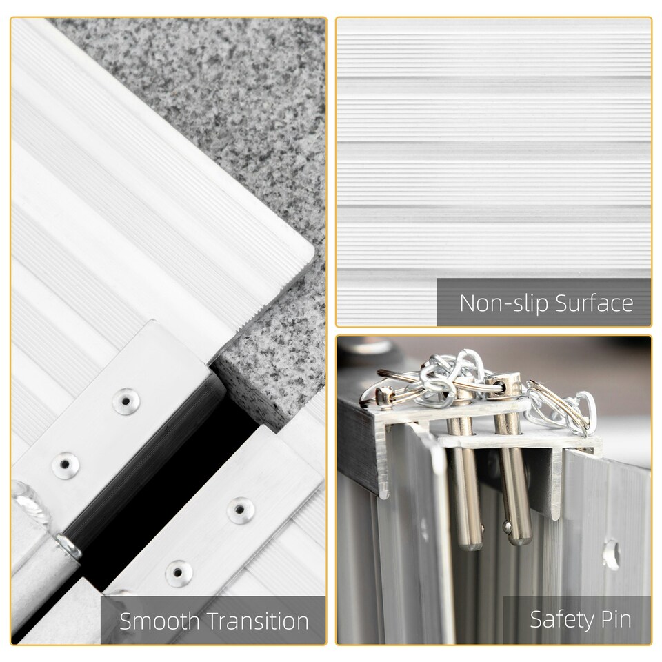 image 1 of HOMCOM 183 x 72 cm Ramp Aluminum Folding Mobility Scooter Wheelchair Threshold