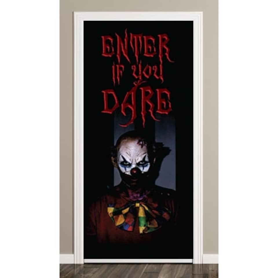 Halloween Scary Clown Door Cover PVC Party Sign Decoration 66cm x 152cm