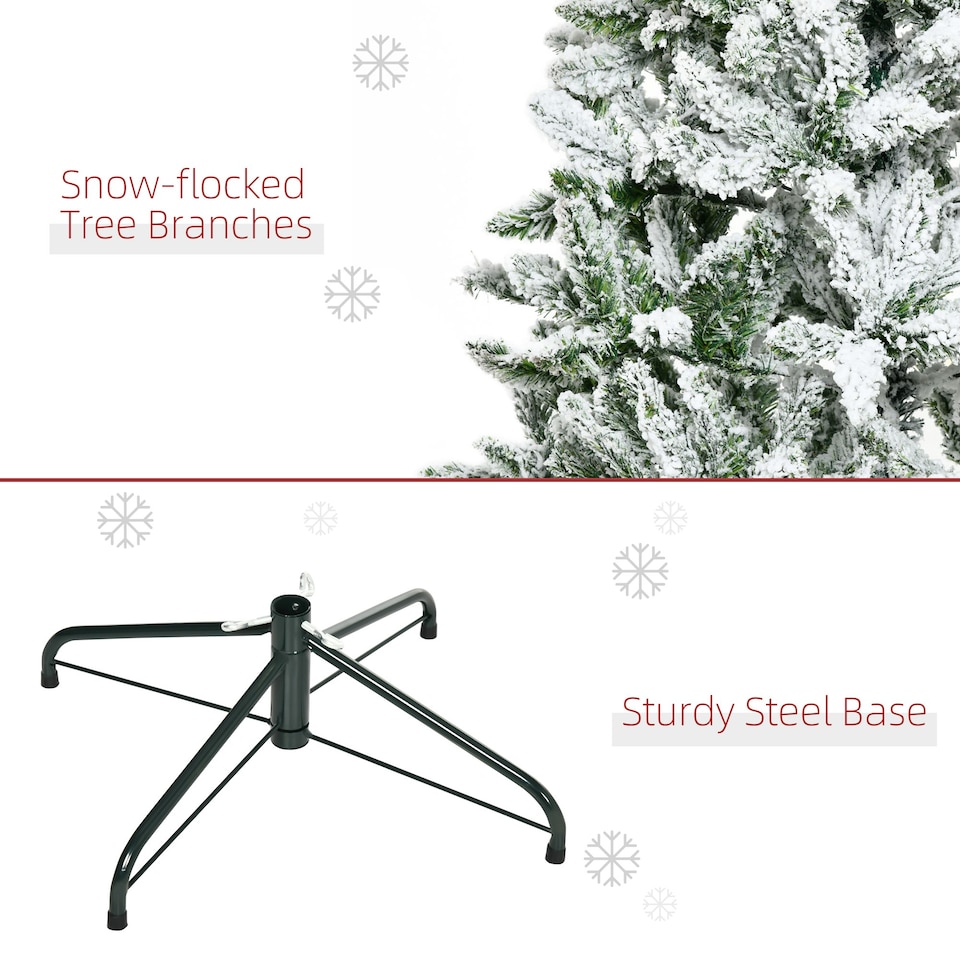 image 1 of HOMCOM 6ft Snow Flocked Artificial Christmas Tree w/ Realistic Branch Tips