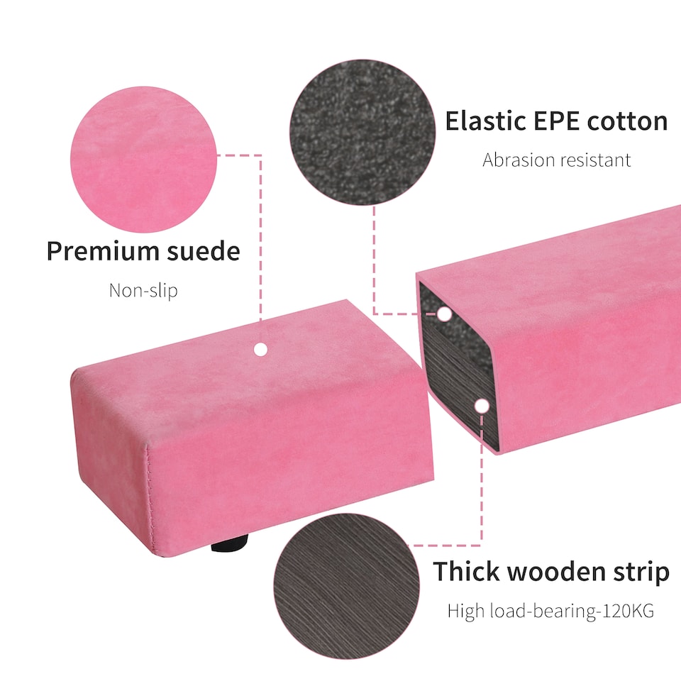 image 1 of HOMCOM Balance Beam Trainer Fold Performance Gymnastics Suede Pink Home