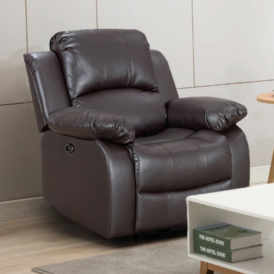image 1 of Faux Leather Brown Electric Recliner Chair VALENCIA