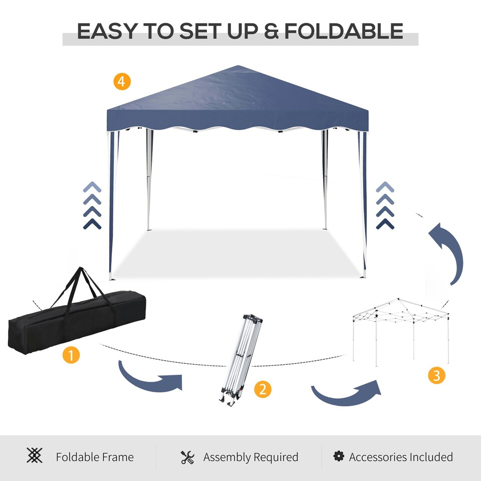 image 1 of Outsunny 3x3(m) Pop Up Gazebo Marquee Tent for Garden w/ Carry Bag Grey
