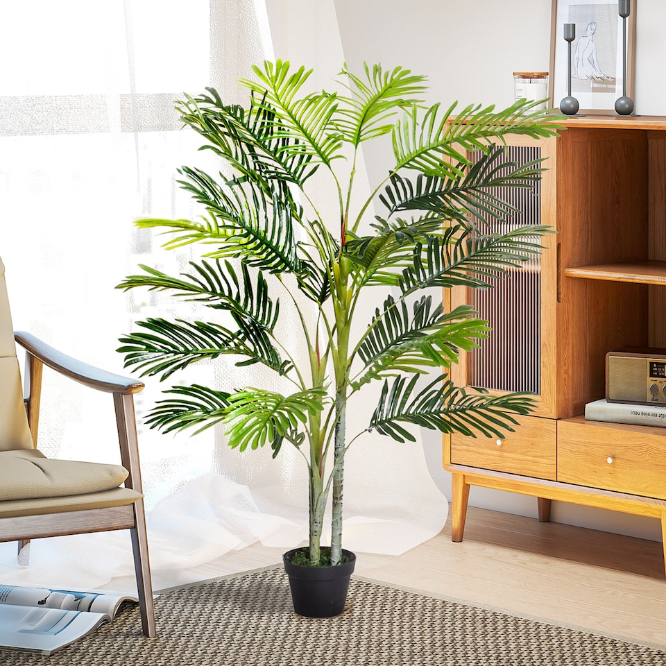 image 1 of Outsunny Artificial Tree, 150cm Tropical Palm Tree, Fake Plants in Pots, FauGreen Plant for Indoor Home Office Living Room Decoration