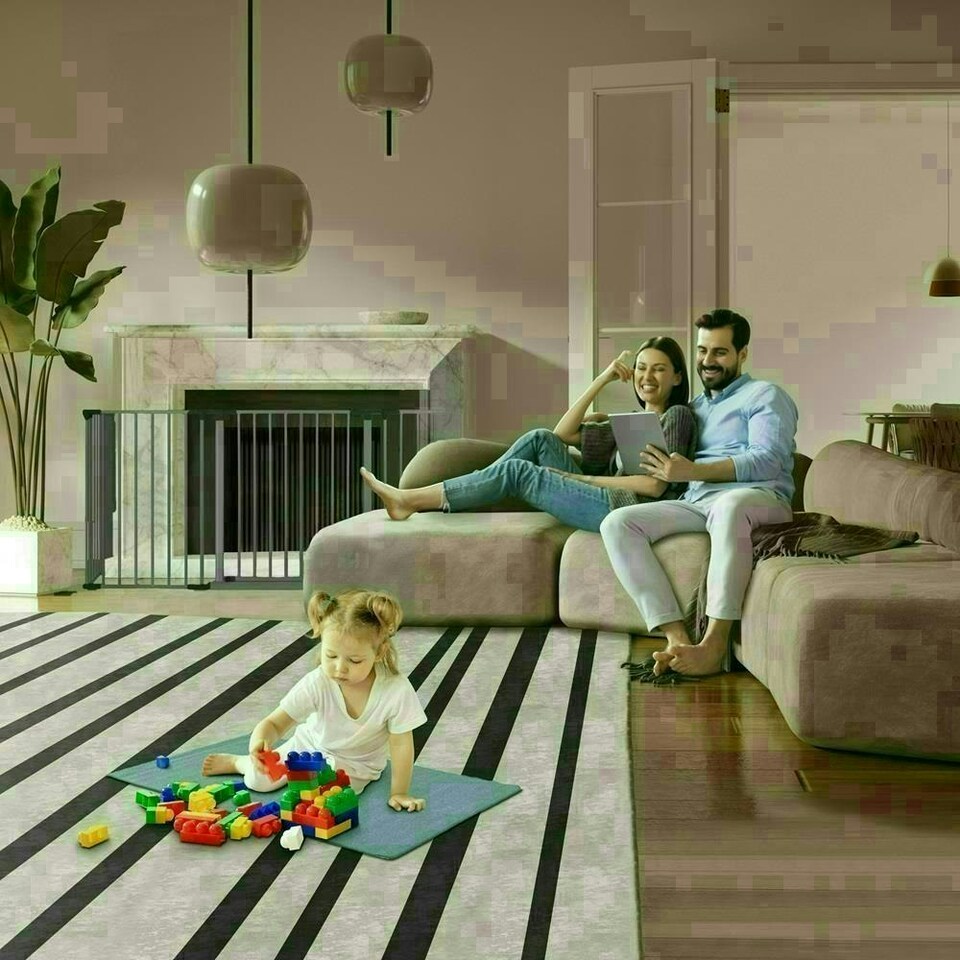 image 1 of Safetots Multi Panel Fire Surround, 51cm Deep x 164cm Wide, Grey, 70cm Tall, Child and Pet Safety, Baby and Toddler Fire Guard