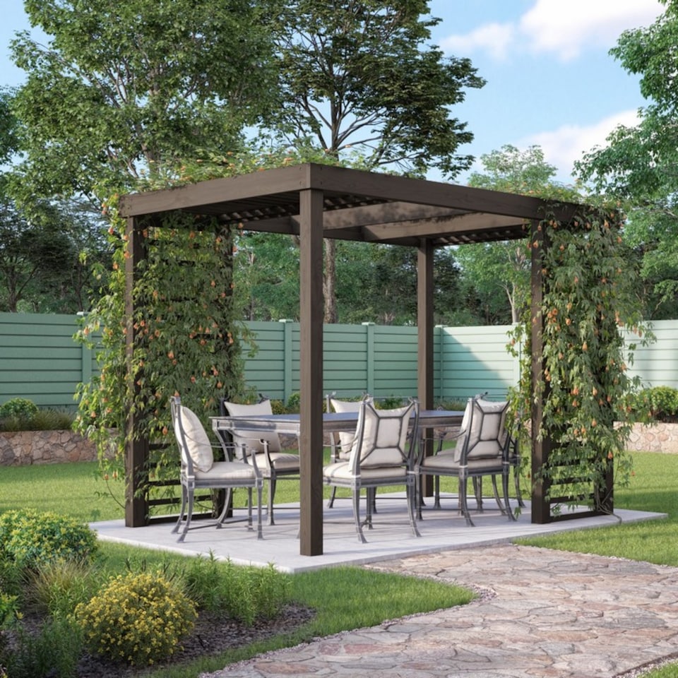 image 1 of Panel Pergola - Wood - L240 x W240 cm - Rustic Brown