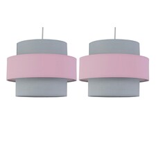 Pair of Pink and Grey Two Tier Light Shades Grey | Pink