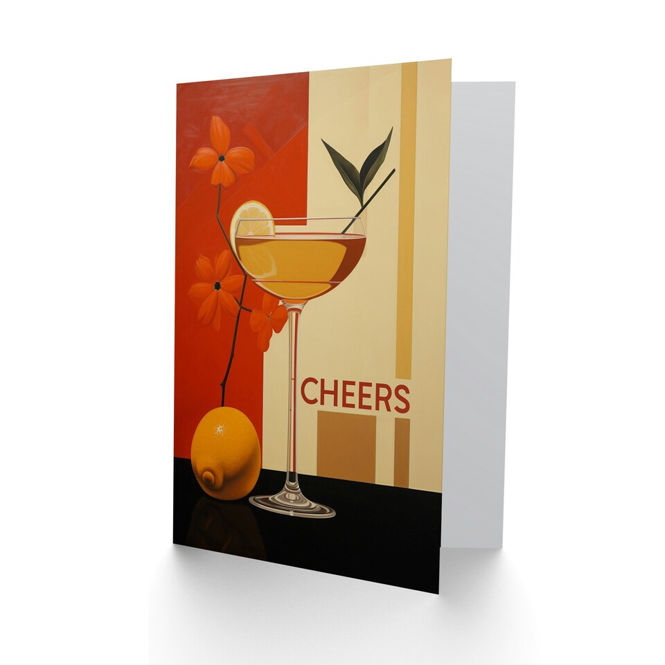 image 1 of Cheers Floral Lemon Cocktail Party For Her Birthday Card