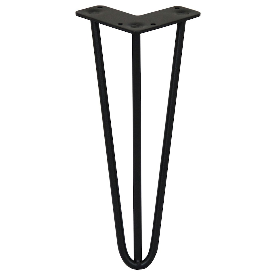 image 1 of 4 x 12" Hairpin Legs - 3 Prong - 10mm - Black Black