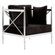 image 1 of Luxurious Chair With Silver Lattice Arms, Black Velvet Upholstered Arm Chair For Bedroom, Stylish Chair Silver
