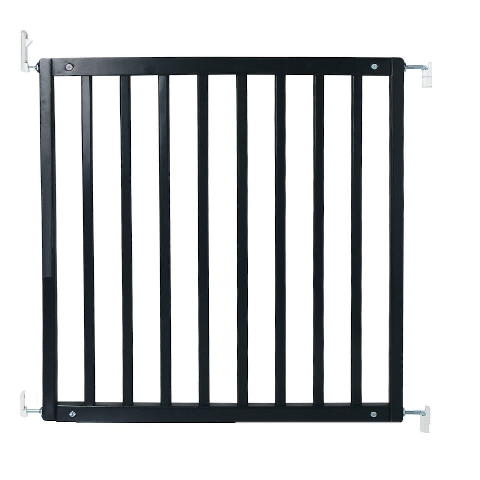 image 1 of Safetots Simply Secure Wooden Gate, 72cm - 79cm, Black, Wooden Stair Gate, Screw Fit Baby Gate, Safety Barrier