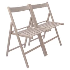 Harbour Housewares Beech Wood Folding Chairs - Dove Grey - Pack of 2 | Grey | Dove Grey