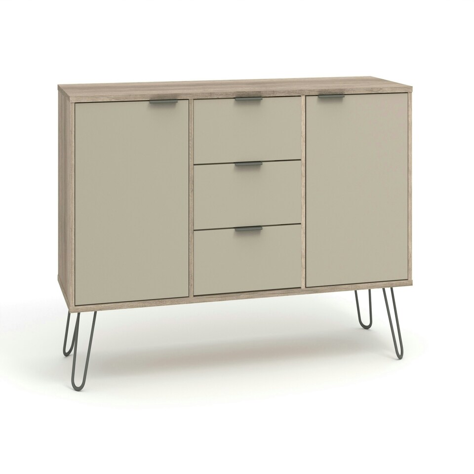 image 1 of Core Products Augusta Driftwood, Medium Sideboard With 2 Doors, 3 Drawers H73.6cm x W130.6cm x D43cm Cream