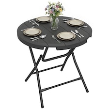 Outsunny Round Garden Dining Table for 4, Foldable Outdoor Table for Garden