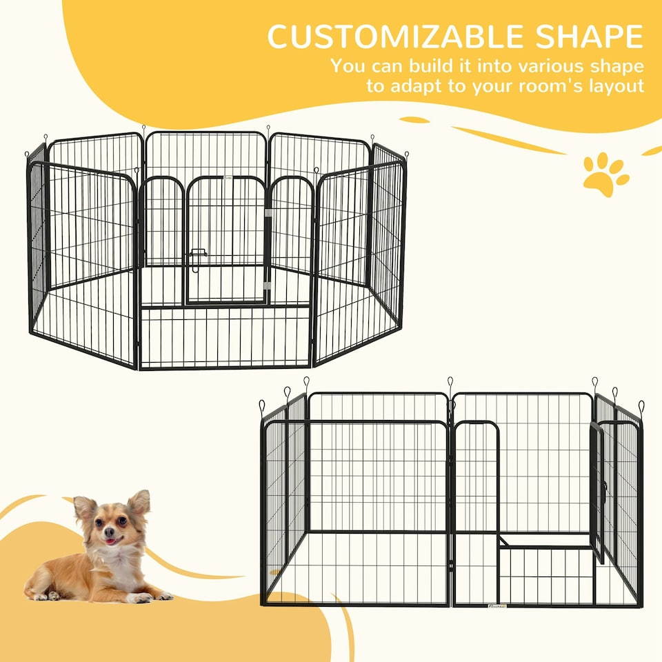 image 1 of PawHut 8 Panels Heavy Duty Puppy Play Pen for Small, Medium Dogs 79Hcm