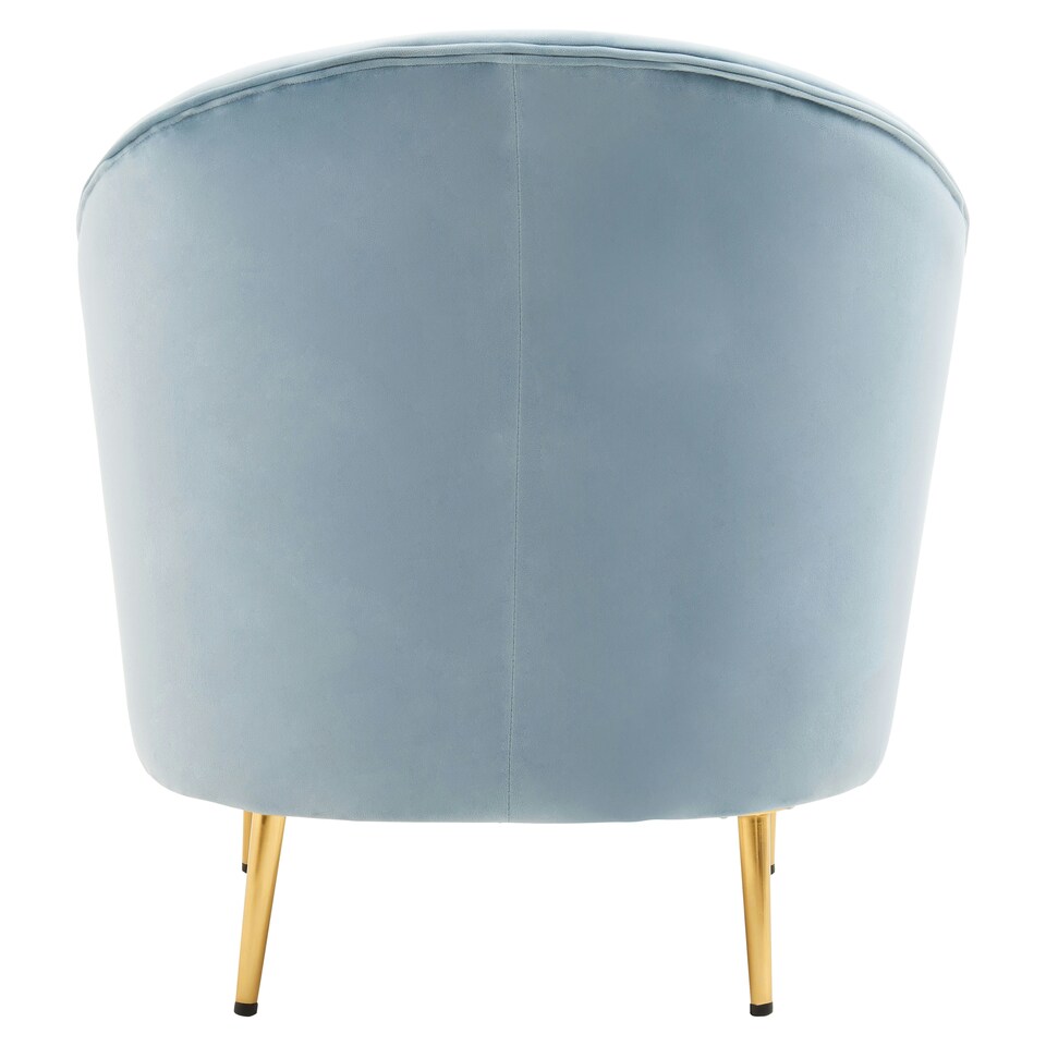 image 1 of Interiors by Premier Blue Velvet Armchair with Cushion, Plush Foam Seat With Gold Finish Metal Legs, Living Room Accent Chair