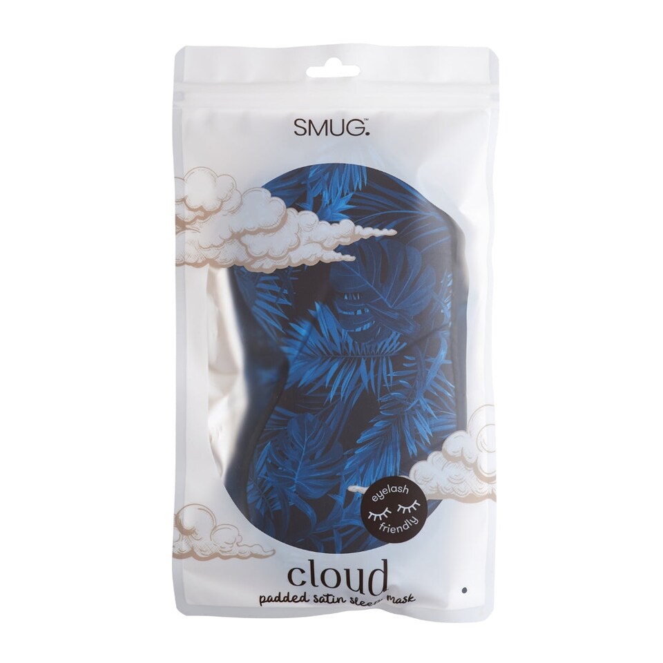 image 1 of SMUG Cloud Padded Satin Sleep Mask - Palm Noir Print