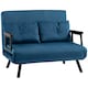 image 1 of HOMCOM 2 Seater Sofa Bed, Click Clack Convertible Bed Settee, Modern Velvet Feel Fabric Sofa Couch with 2 Tufted Cushions, Wood Armrests for Living Room, Bedroom, Guest Room, Navy Blue