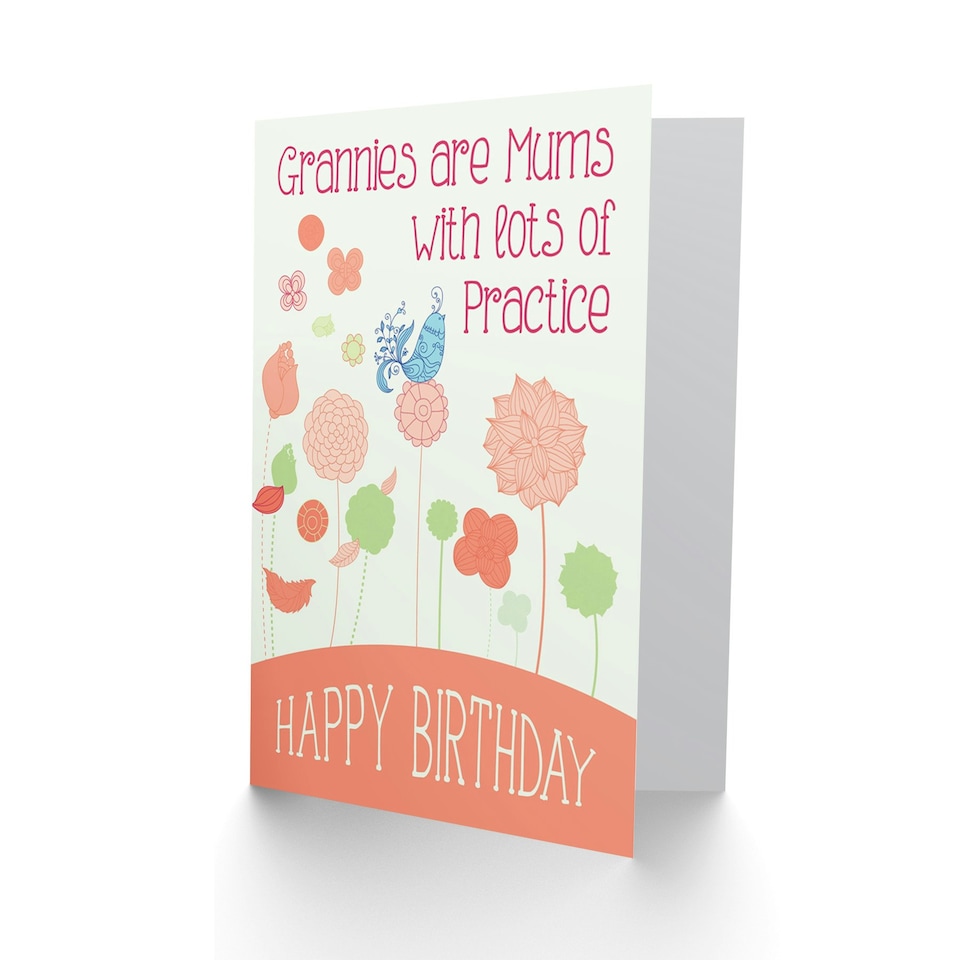 image 1 of Pink Flowers Bird Sweet For Gran Granny Birthday Card