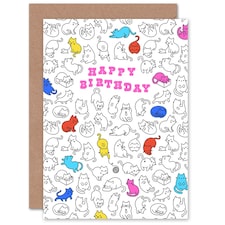 Cat Lover Pet Hobbies Pattern Animal Birthday Greeting Card