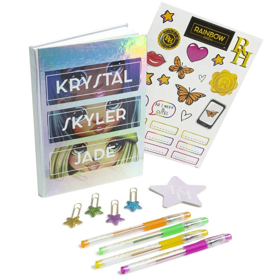 image 1 of Rainbow High Holographic Diary Set Krystal Skyler Jade Gel Sticker Notebook